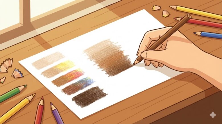 色鉛筆で茶色の作り方